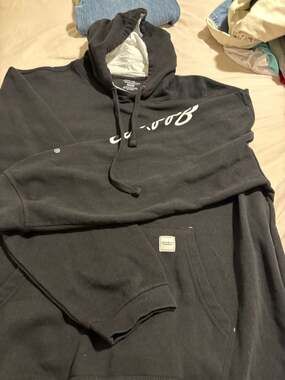 Eddie Bauer Workwear Foreman Fit Black Graphic Script Hoodie XXL